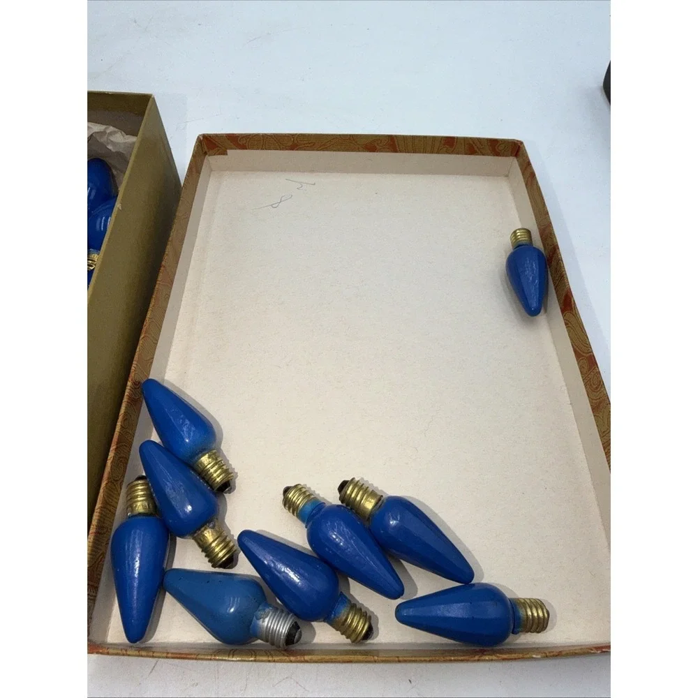 Lot Of 57 Vintage Blue Christmas Light Bulbs Few Asst. C7 And C6 Ribbed